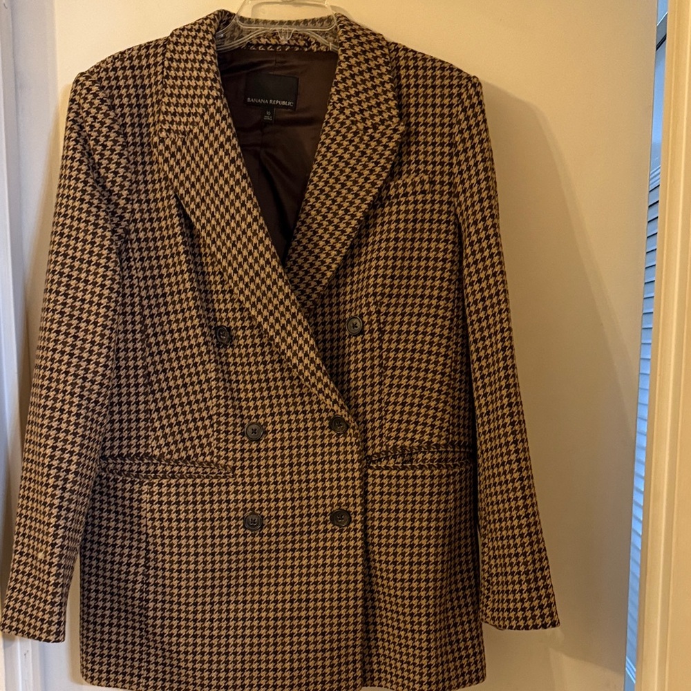 Banana Republic Brown Houndstooth Blazer